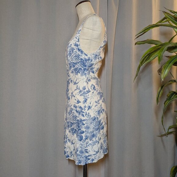 Reformation Noha Dress Blue White Floral Mini Slit Pompadour Size 2 - Picture 4 of 8